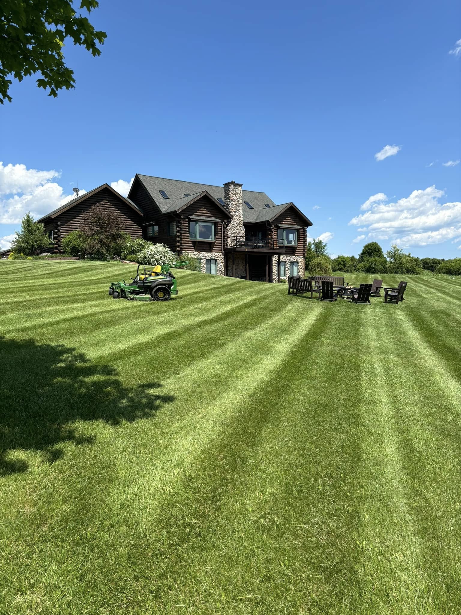 Well-maintained lawn with professional mowing in Sheboygan Falls WI