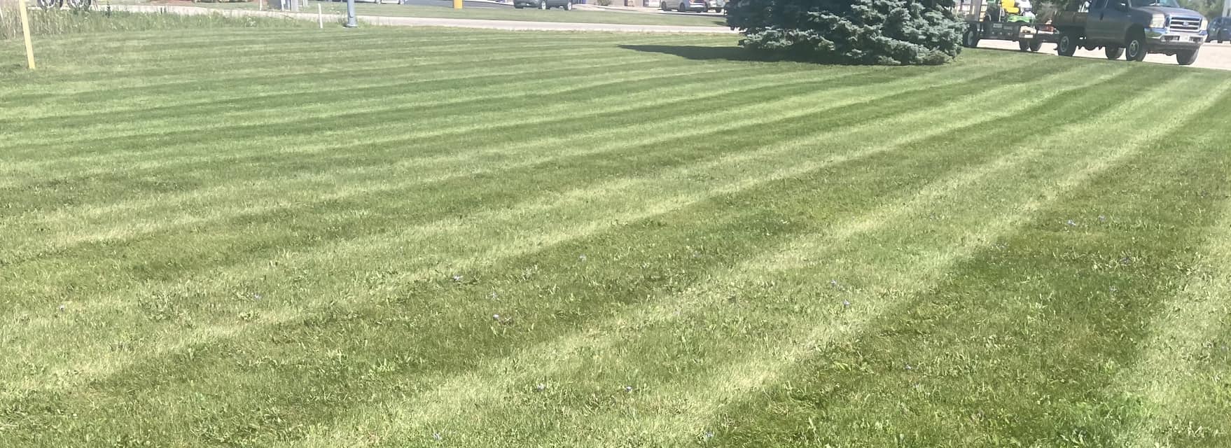 Healthy green lawn with trimmed borders in Sheboygan Falls, WI